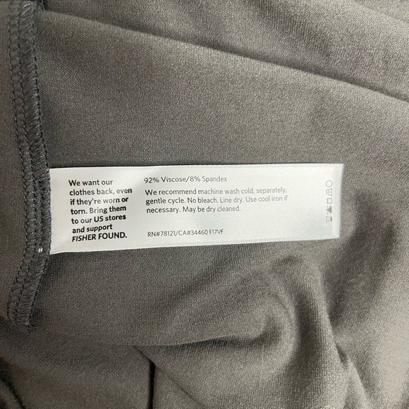 Eileen Fisher Deep V-Neck T-Shirt Dress in Gray Size X-Small Viscose and Spandex - Picture 8 of 9